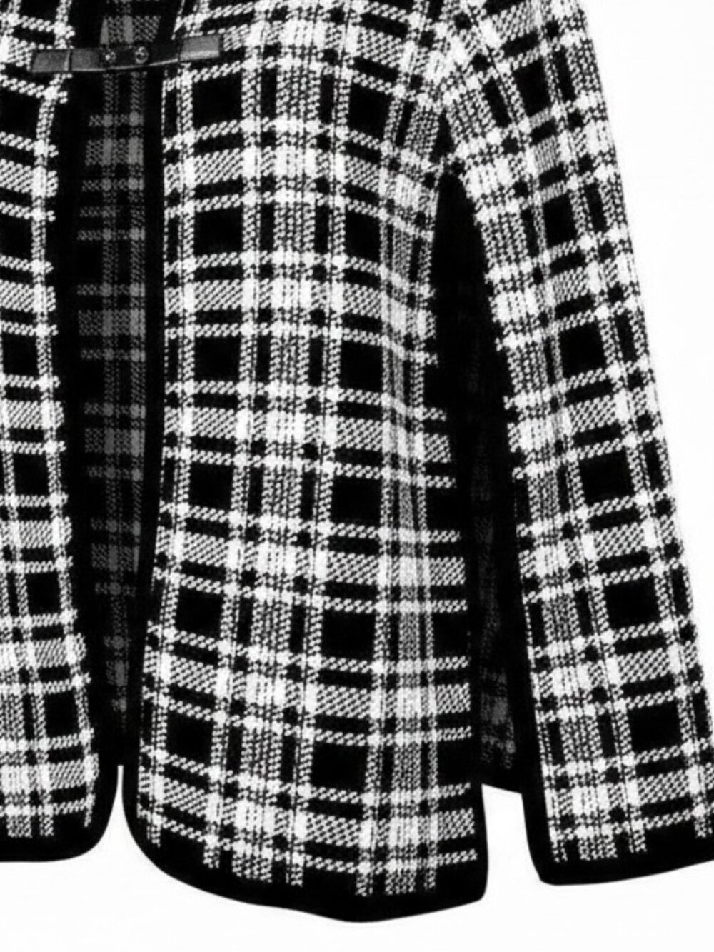Skovhuss *Danish* Black Plaid Cotton Blend Leather Closure Cape - Picture 6 of 15